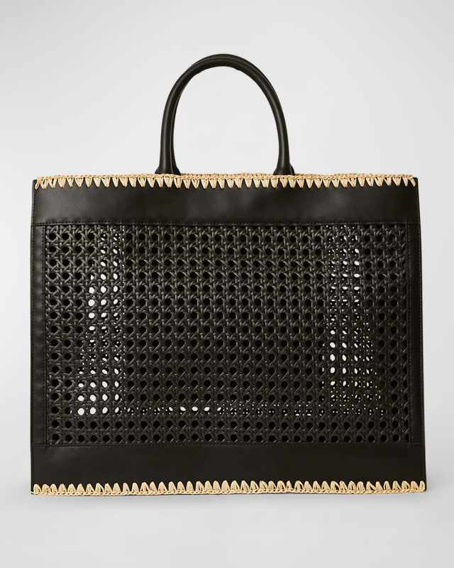 Ellie Large Woven Leather Tote Bag